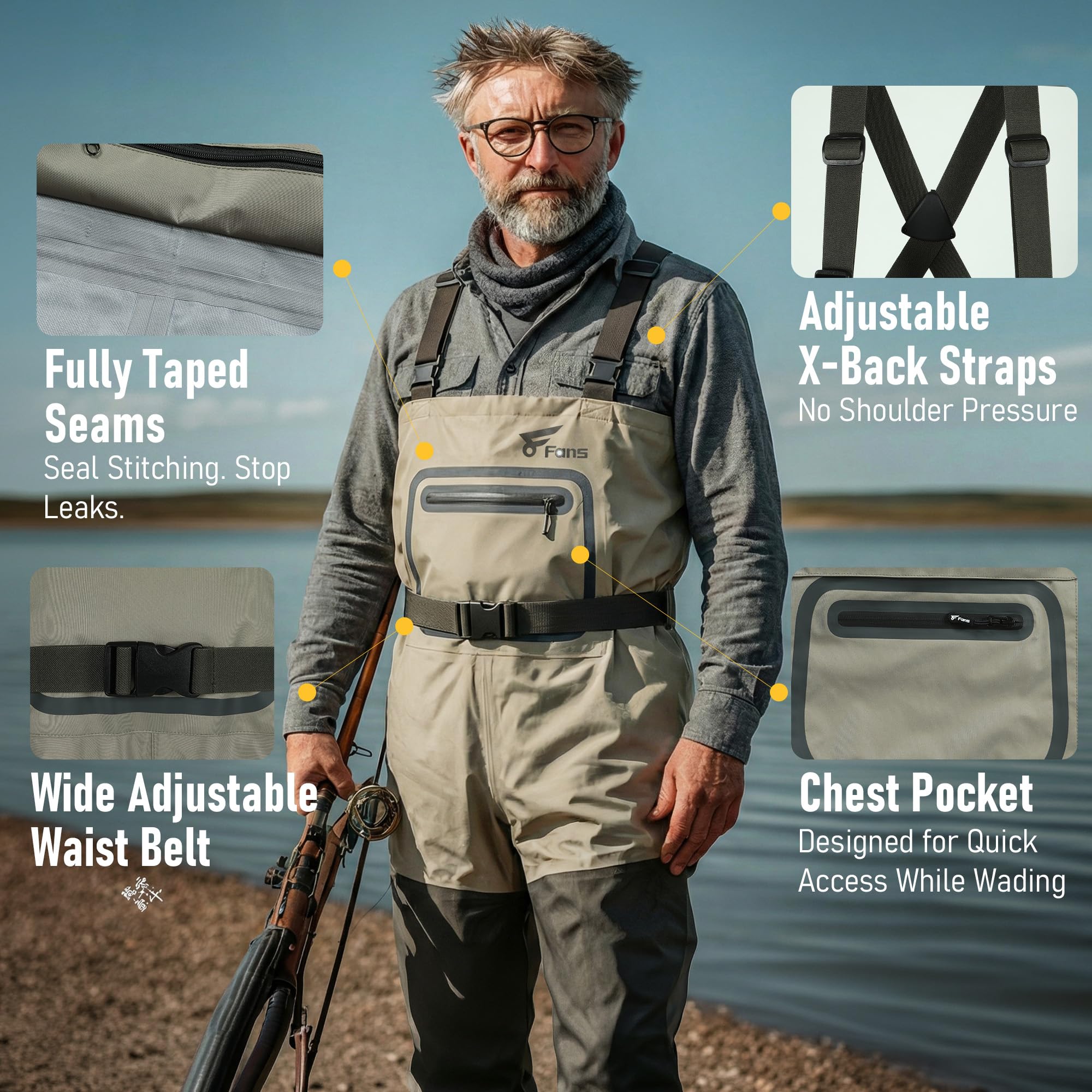 Vadeadores de pesca con 8 vent - Fishing Waders Breathable reseña y precio