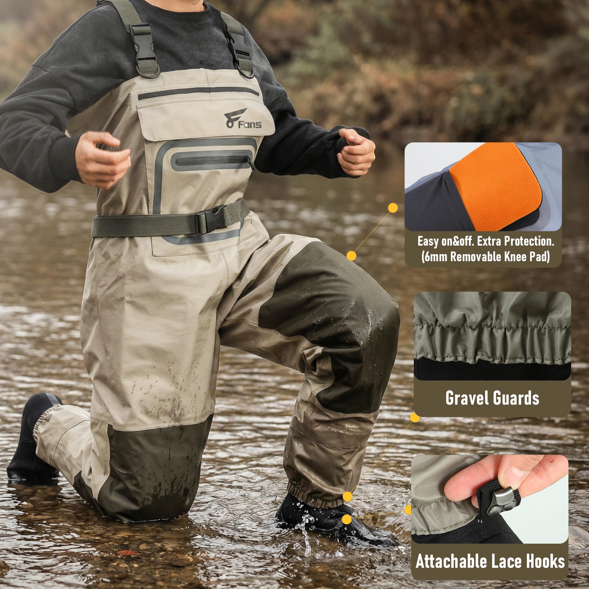 Vadeadores de pesca con 8 vent - Fishing Waders Breathable reseña y precio